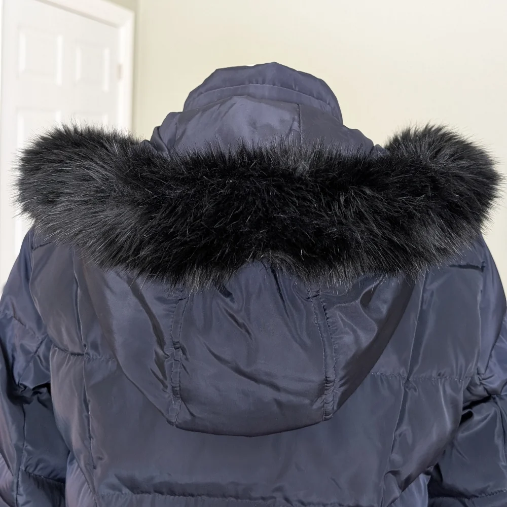 Lauren Ralph Lauren Women's Down Parka Coat Hooded Zip Front Navy Blue Size S - Picture 5 of 16